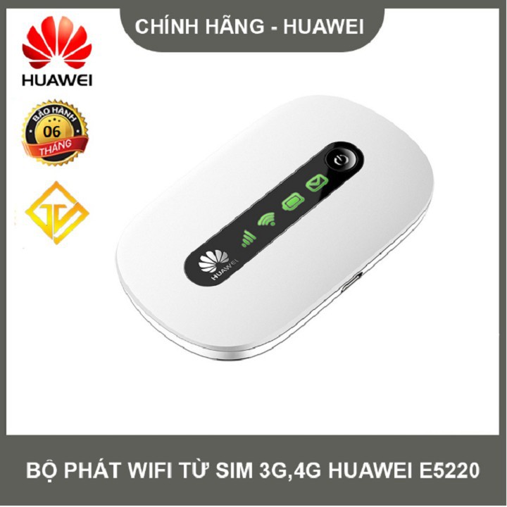 Bộ Phát Từ Sim 3G 4G, Ra Wifi Dùng Được Nhiều Điện Thoại - Huawei E5220 Hàng chính hãng