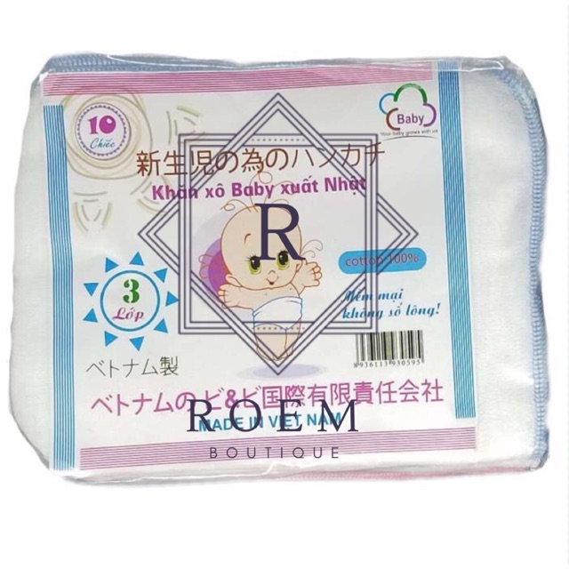 Gói 10 chiếc khăn sữa 3 lớp