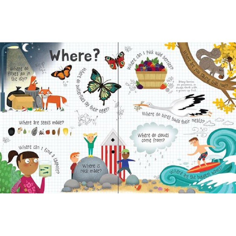 Sách Usborne - tương tác lật mở cho bé 6-8 tuổi Lift The Flap Questions &amp; Answers about Nature