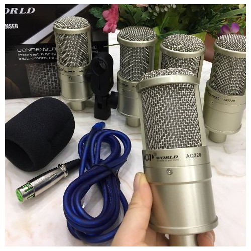 Micro livestream Karaoke AQ220 - Micro thu âm hát Live Stream cao cấp chính hãng AQTA chất âm trong, sáng, hút âm tốt