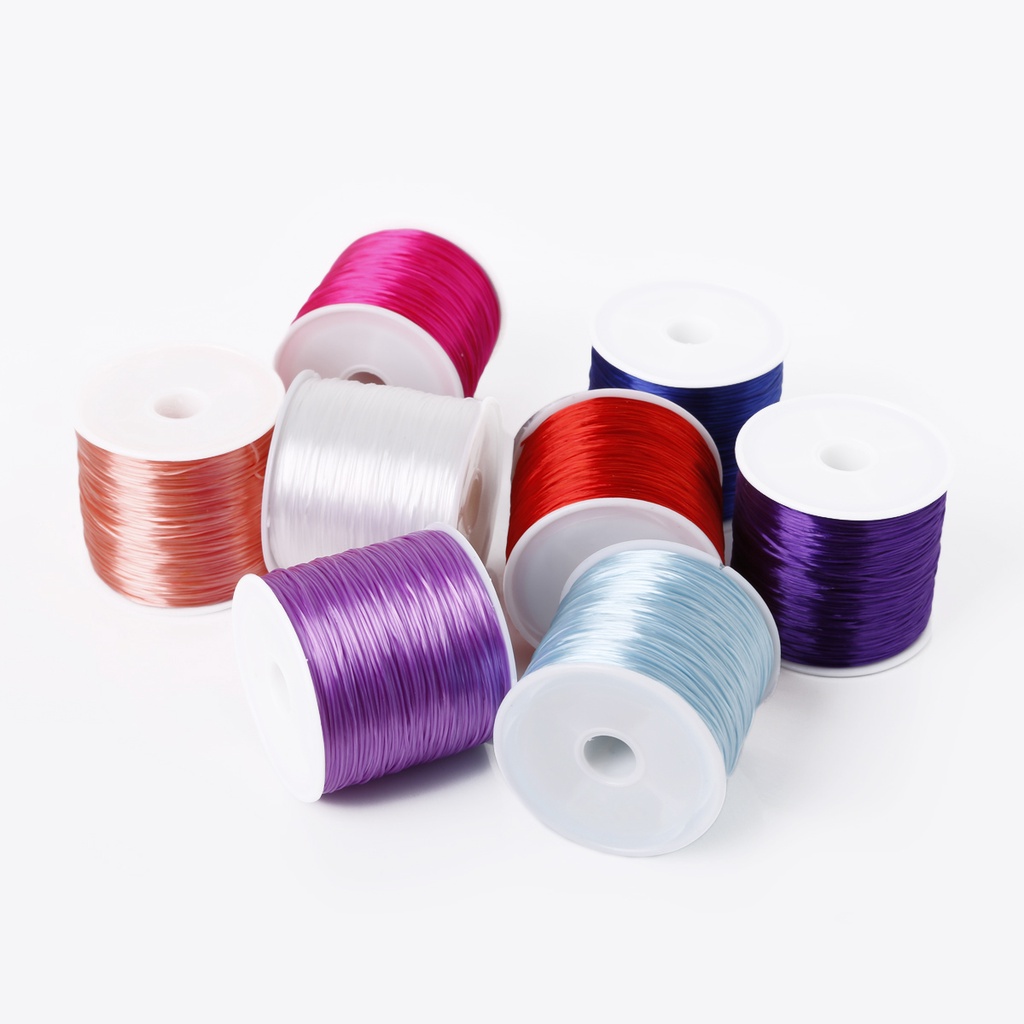 Cuộn dây cao su co giãn đường kính 0.7mm 50m dành cho làm đồ trang sức DIY