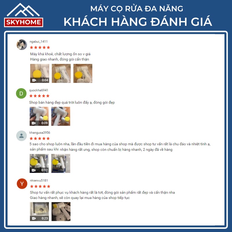 Máy cọ rửa cầm tay đa năng, máy rửa bát chén, chổi cọ nhà vệ sinh bằng điện, cây chổi chà sàn nhà tắm thông minh SKYHOME