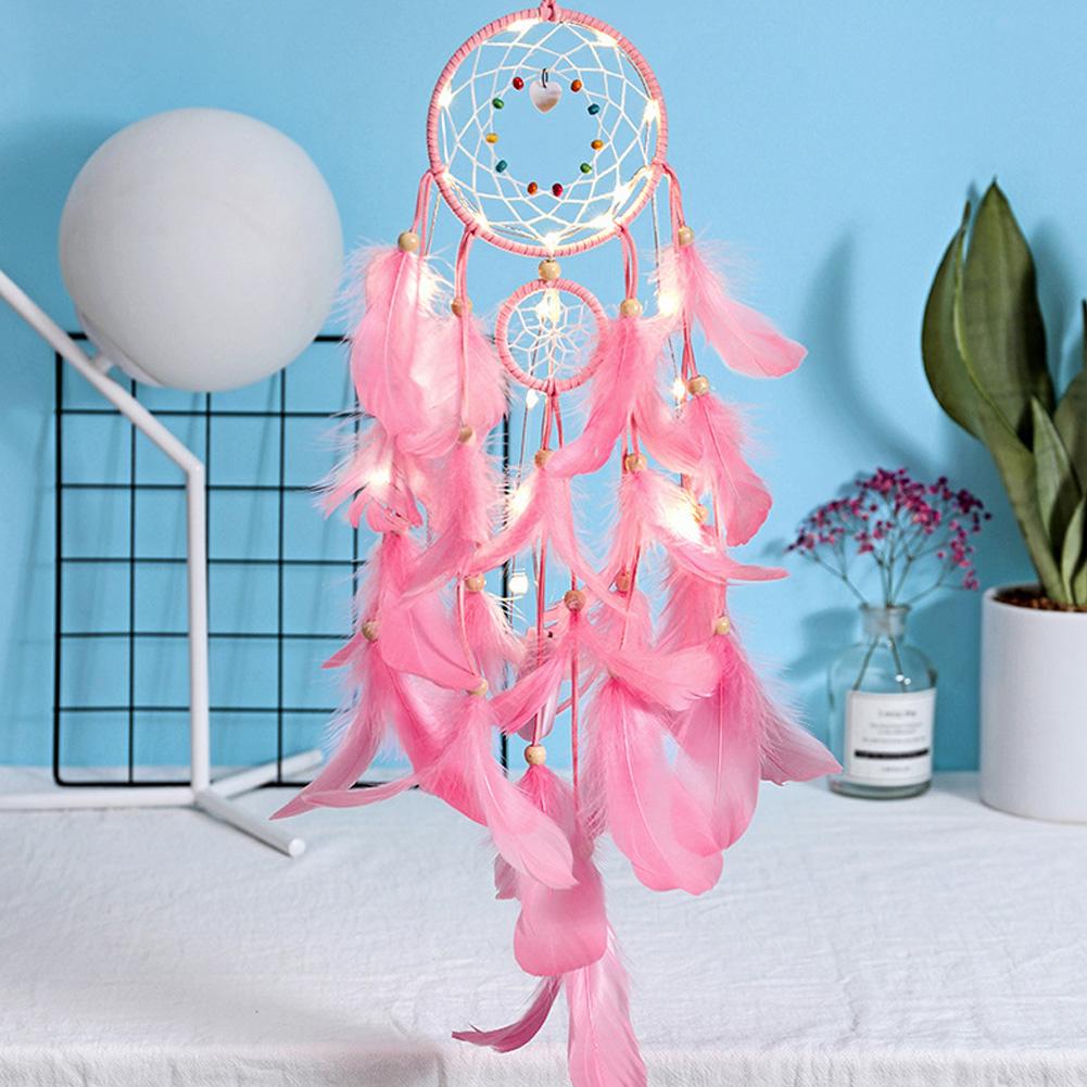 Endless Love Handmade Dream Catcher Quà tặng với đèn LED Dreamcatcher Mặt dây chuyền Sáng tạo Chuông gió rỗng Treo tường