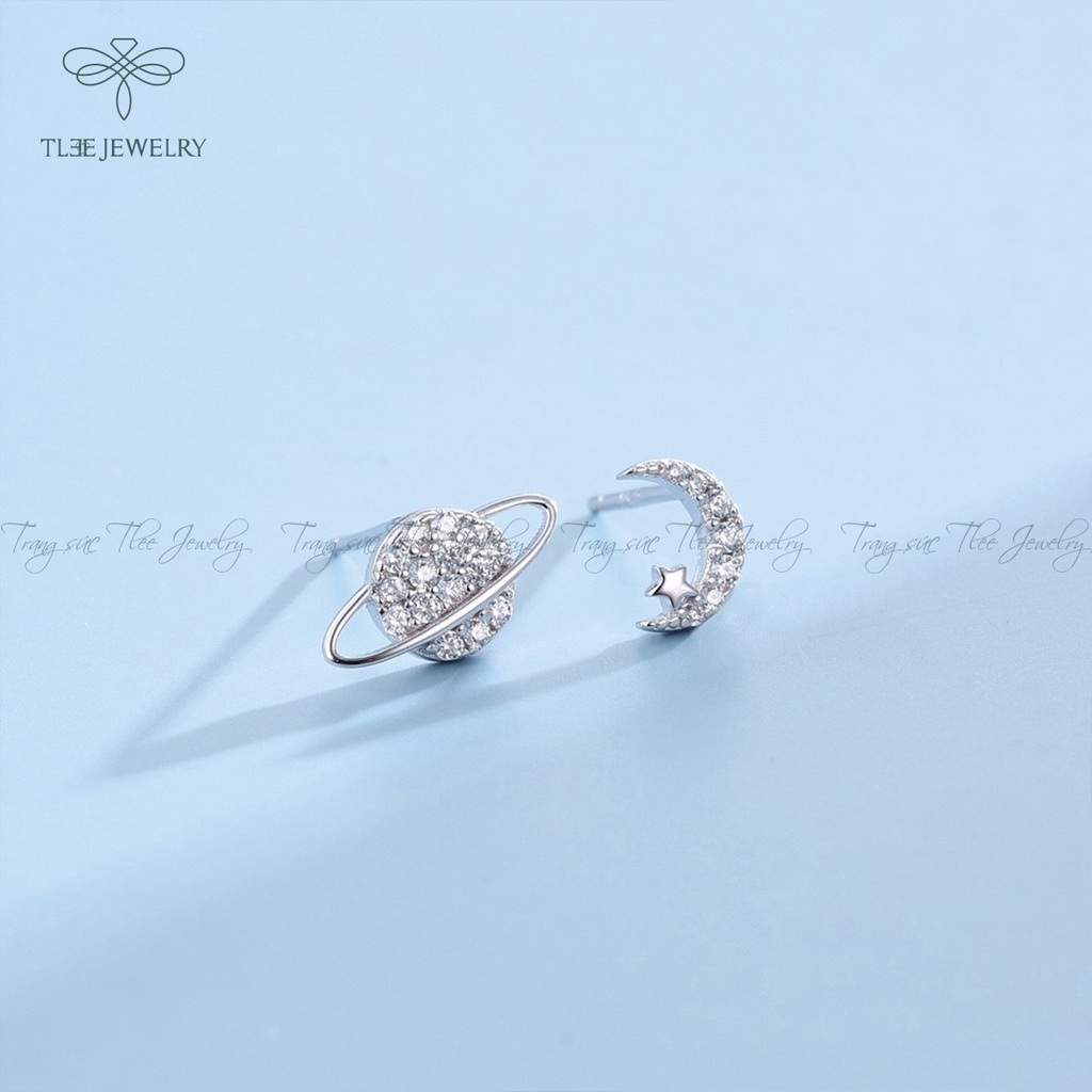 Khuyên tai bạc nữ TLEE Galaxy mini nạm đá xinh xắn NCJ B0157