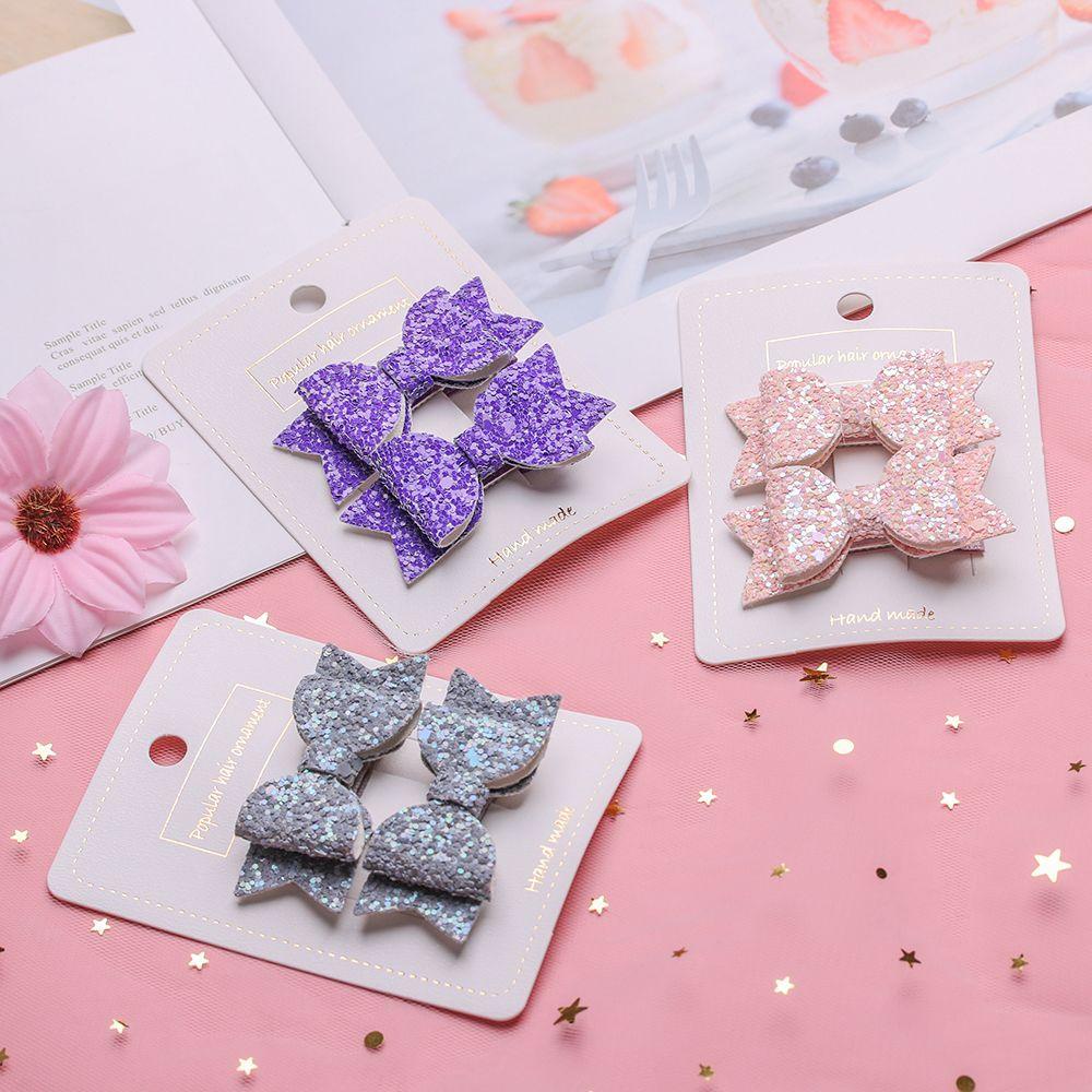 SUSANS Set 2 Kẹp Tóc Nơ Kim Tuyến Lấp Lánh