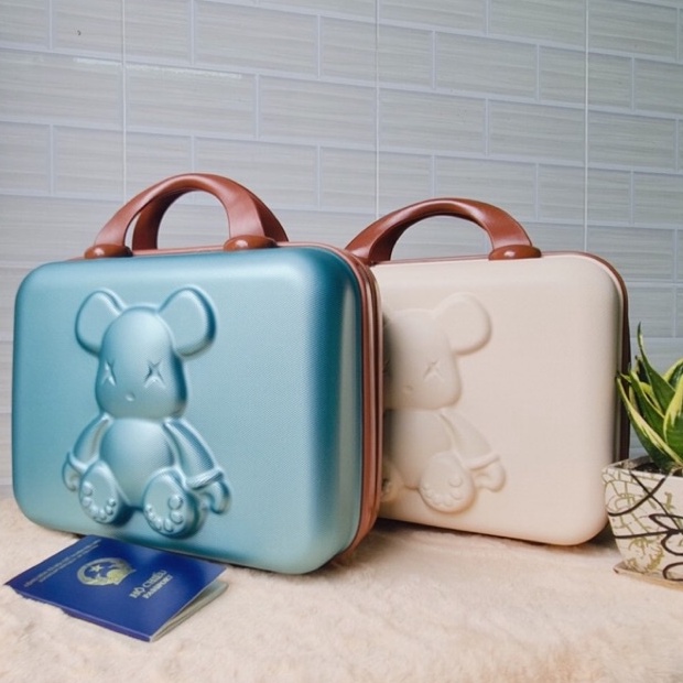 Vali du lịch mini cho bé có khoá, đựng mỹ phẩm mẫu hình chân mèo, gấu, giỏ đựng quần áo 30cm - 14 inch | valy mini bé gá