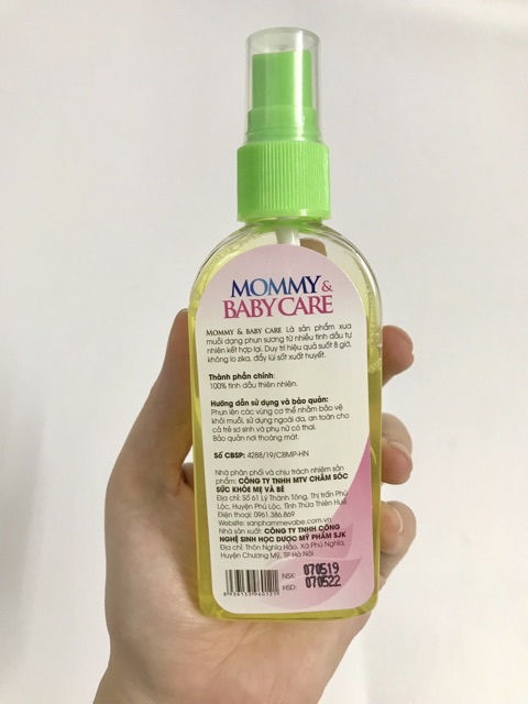 Xịt chống muỗi Mommy&BabyCare cho bé, mẹ bầu 80ml