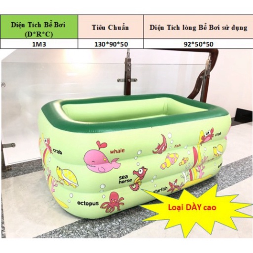 BỂ BƠI PHAO CHO BÉ 1M1 1M3 1M5 1M8 2M1 2M6 3 Tầng màu xanh (Ảnh Thật)