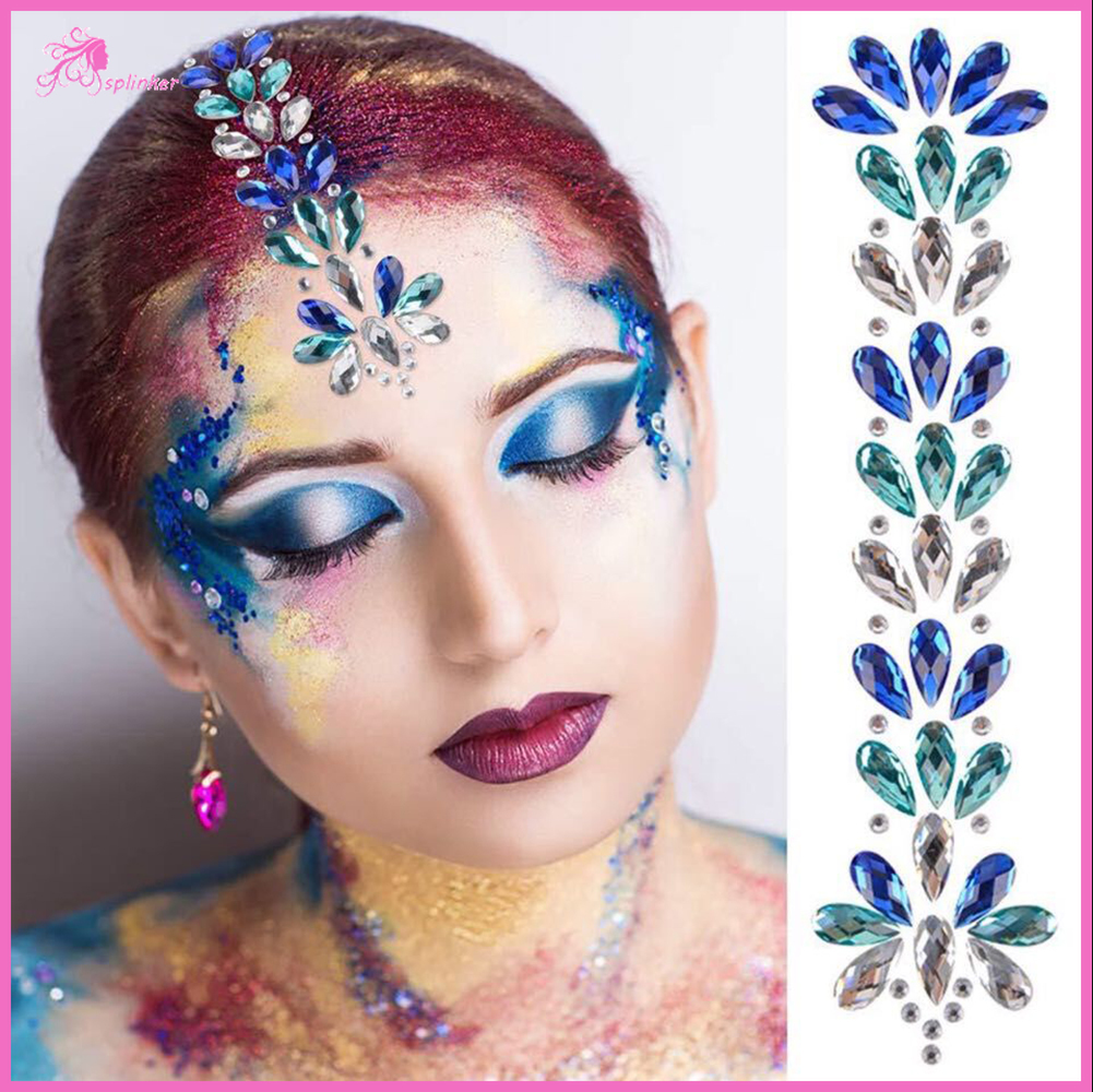 【Splinker】DIY Music Festival Rhinestone Face Hair Decoration Diamond Sticker Environmental Head Decoration Forehead Sticker Luminous