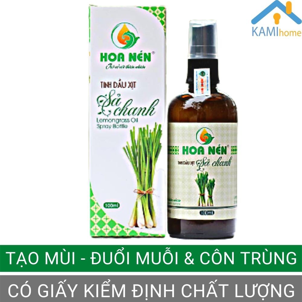 Tinh dầu Sả chanh (Chọn loại 10ml và 100ml) đuổi muỗi thơm phòng khử mùi nhãn Hoa Nén thiên nhiên hàng Việt Nam