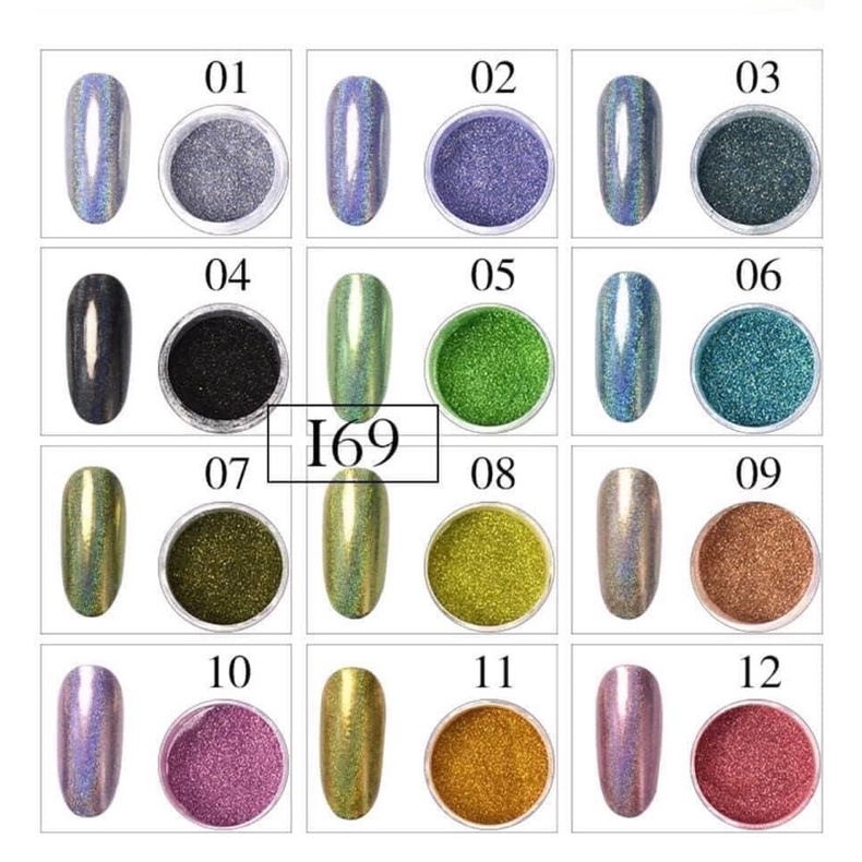 set nhũ tráng gương cầu vòng 12 màu