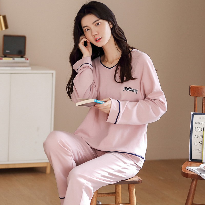 Bộ Đồ Ngủ Pijama Cotton Dài Tay Thời Trang Cho Nữ