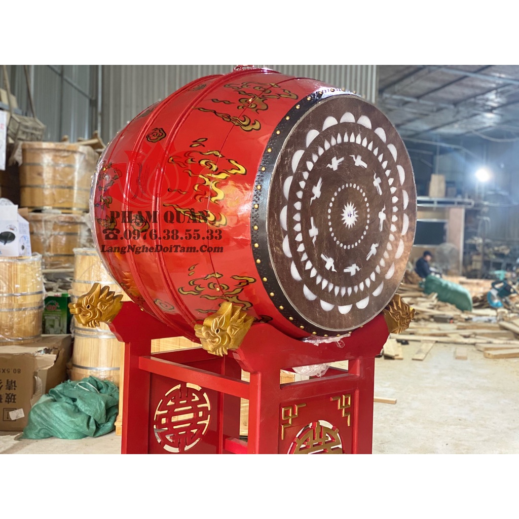 trống trường học, đình chùa, nhà thờ họ lớn đường kính mặt 60cm x 80cm