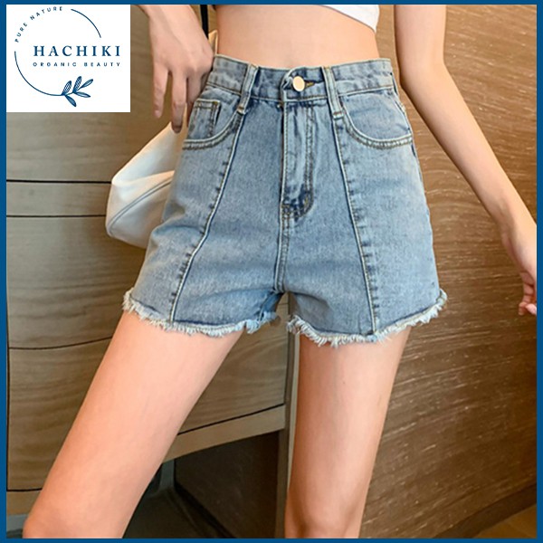 Quần đùi jean nữ lưng cao đẹp thời trang cao cấp HACHIKI Quần short jeans nữ phong cách Hàn Mã QSJ01 | BigBuy360 - bigbuy360.vn