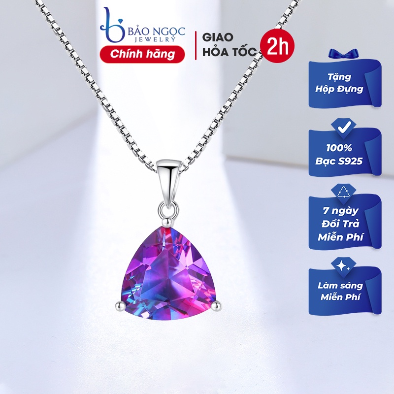 Dây Chuyền Bạc Nữ S925 Hình Tam Giác Đính Đá Cầu Vồng M1453 - Bảo Ngọc Jewelry