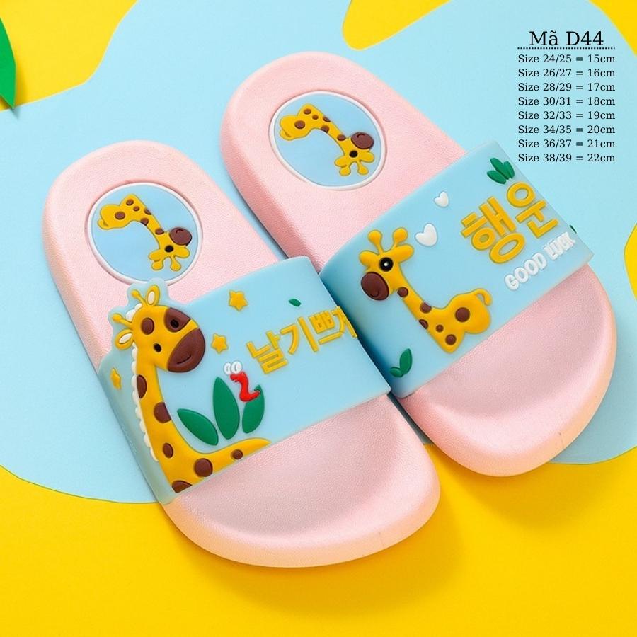 Dép đi trong nhà cho bé trai bé gái quai ngang dép lê nhựa dẻo êm nhẹ cao cấp chống trơn trượt trẻ em 3 - 12 tuổi D44