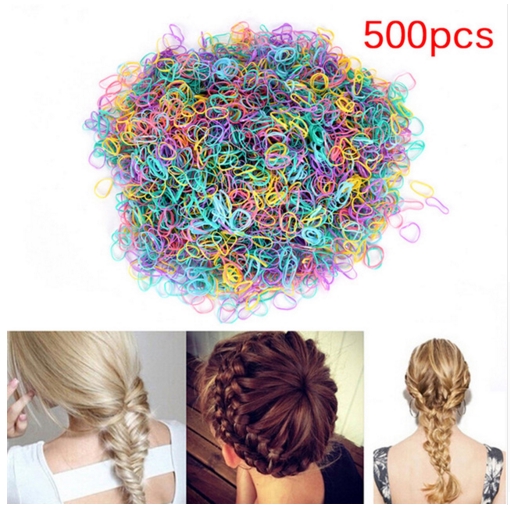 Set 500 Dây Thun Buộc Tóc Co Giãn Nhiều Màu Sắc Thời Trang