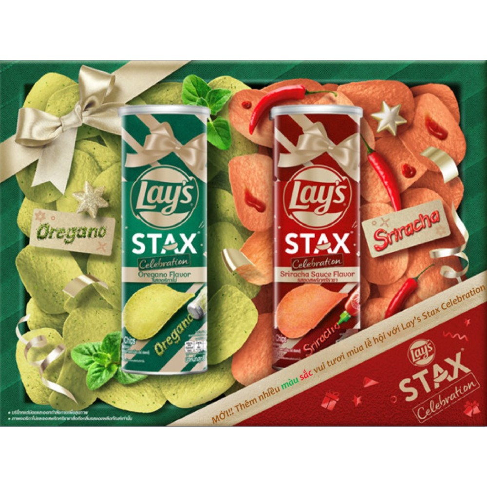 [Grocery Gift] Bánh snack khoai tây miếng Ống Lay's Stax vị Lá Thơm Oregano 100g
