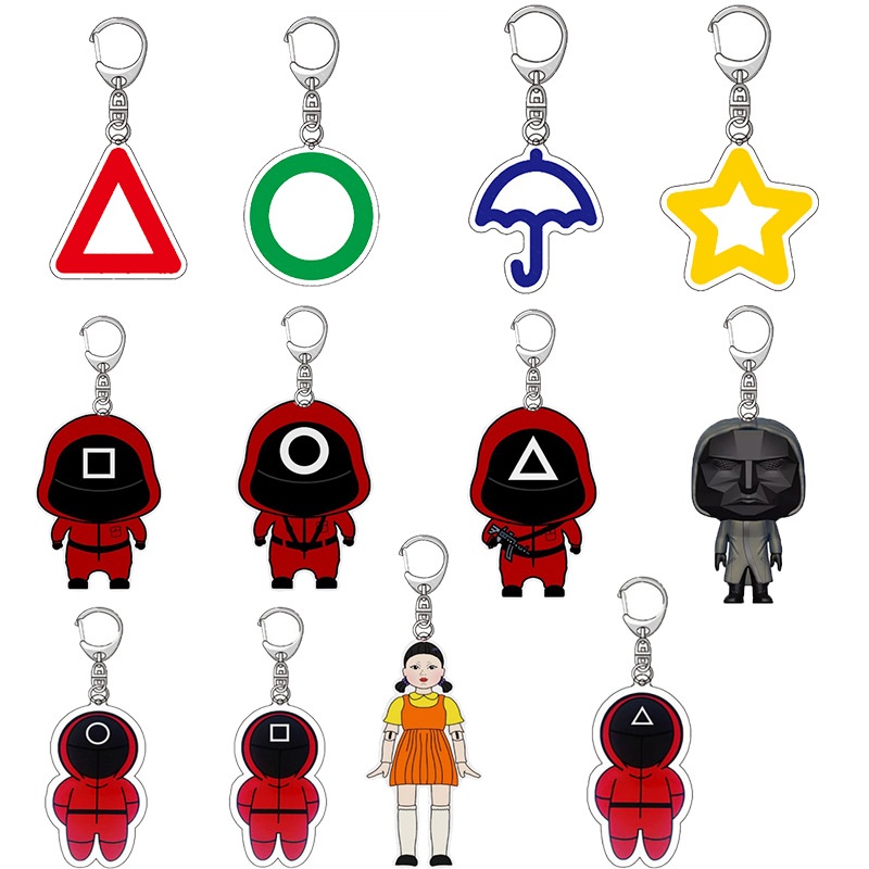 Móc Khóa Hình Mặt Nạ Đỏ Hoạt Hình Bằng Acrylic Dùng Để Hóa Trang Nhân Vật Six TV Series Lee Jung Jae