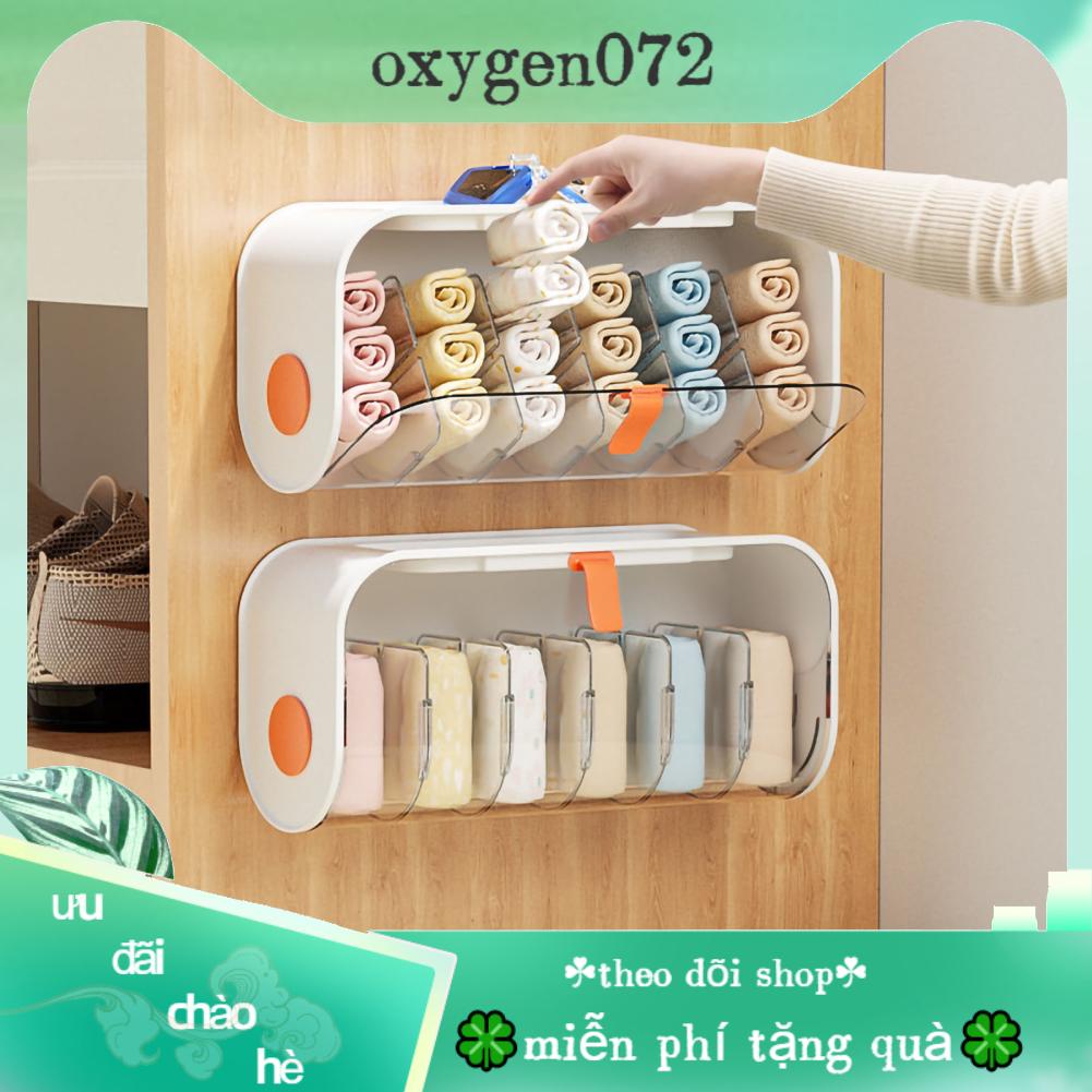 Oxygen072 Hộp Đựng Đồ Lót / Vớ Trong Suốt Treo Tường Tiện Dụng Ốp gắn tường khay đựng tất vớ vải