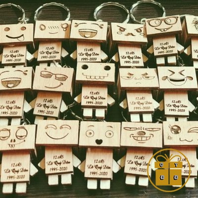 Móc Khóa Cute Cặp Đôi In Chữ Theo Yêu Cầu - Quà Sinh Nhật Giá Rẻ