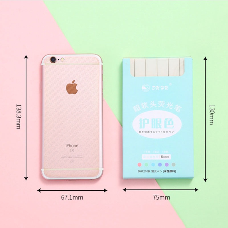 Bộ 6 Bút Đánh Dấu Đầu Mềm Nhiều Màu Sắc Có Sức Chứa Lớn Gồm 6 Màu Để Lựa Chọn