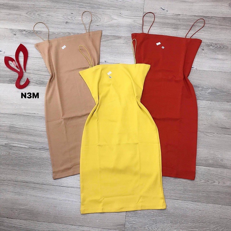 Đầm thun 2 dây ôm body phom ngắn
