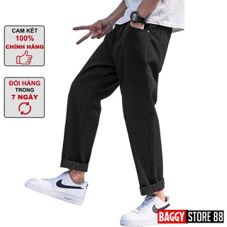 Quan jean nam đen trơn đ-09 baggy ống đứng tại baggy store 88