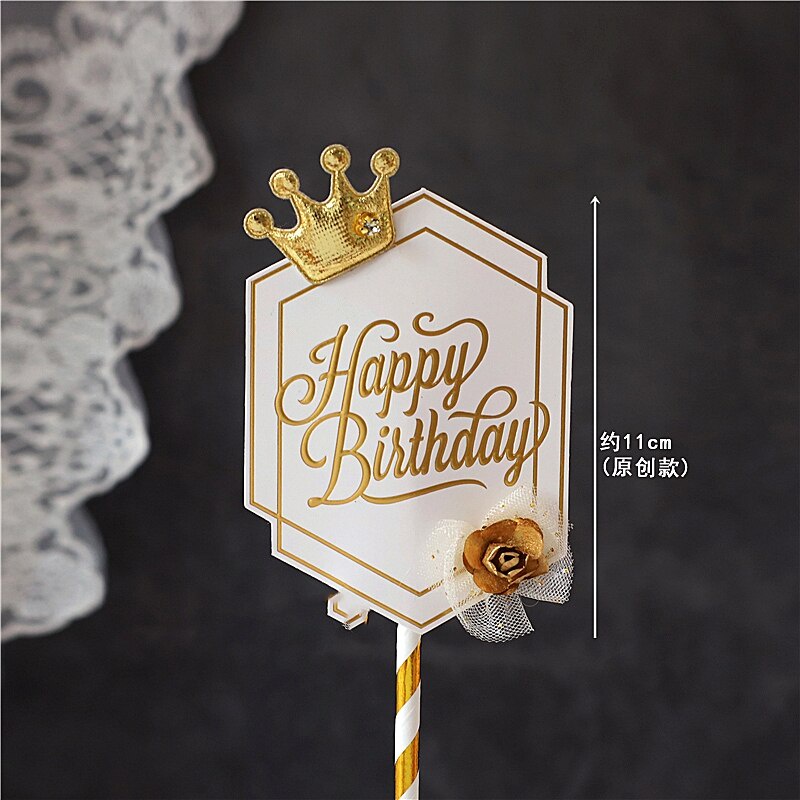 Phụ Kiện Trang Trí Bánh Kem Sinh Nhật Hình Vương Miện Màu Trắng Đen