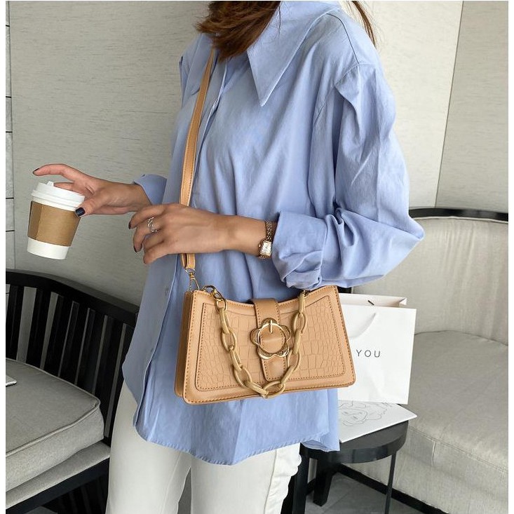 Túi kẹp nách vân cá sấu khóa bấm tròn trẻ trung HANAMA 865 | BigBuy360 - bigbuy360.vn