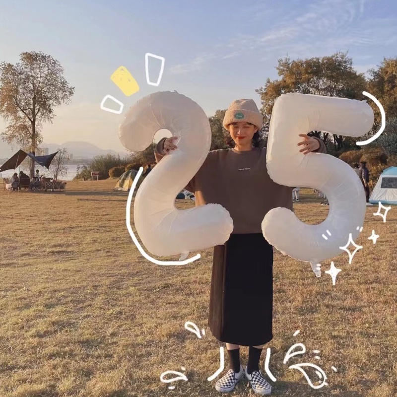 Bong bóng hình số 0-9 kích thước 32 inch màu trắng dùng để trang trí tiệc sinh nhật