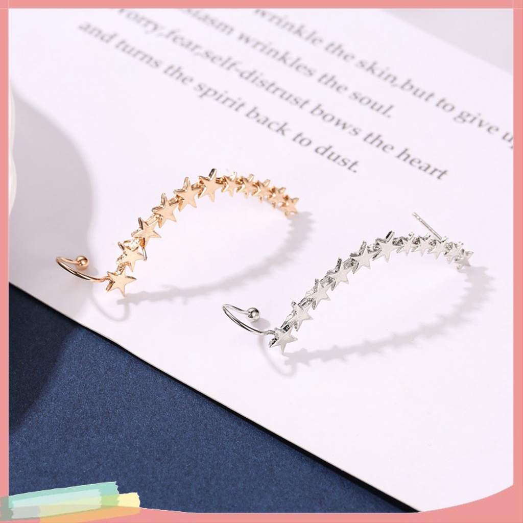 [LK] - 1 Bông Tai Dạng Kẹp Hình Ngôi Sao Năm Cánh Nhẹ Chống Dị Ứng Dễ Phối Đồ Trang Sức Cho Nữ