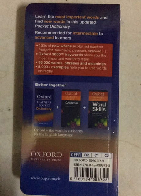 Từ điển bỏ túi (Anh - Anh): Oxford Learner's Pocket Dictionary (Fourth Edition)