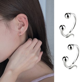 Một đôi - Bông tai bạc nữ khoen tròn đơn giản không còn lỗ