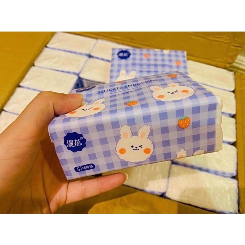 [ THÙNG 40 BỊCH ] khăn giấy SIPIAO Thỏ trắng 4 lớp - giấy ăn dạng rút bỏ túi tiện dụng