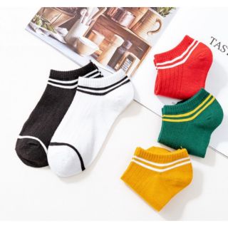 set 5 đôi tất dệt kim ulzalang cổ ngắn nam nữ bảng màu basic