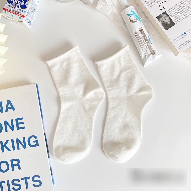 Tất len cổ dài trơn trắng ‍️