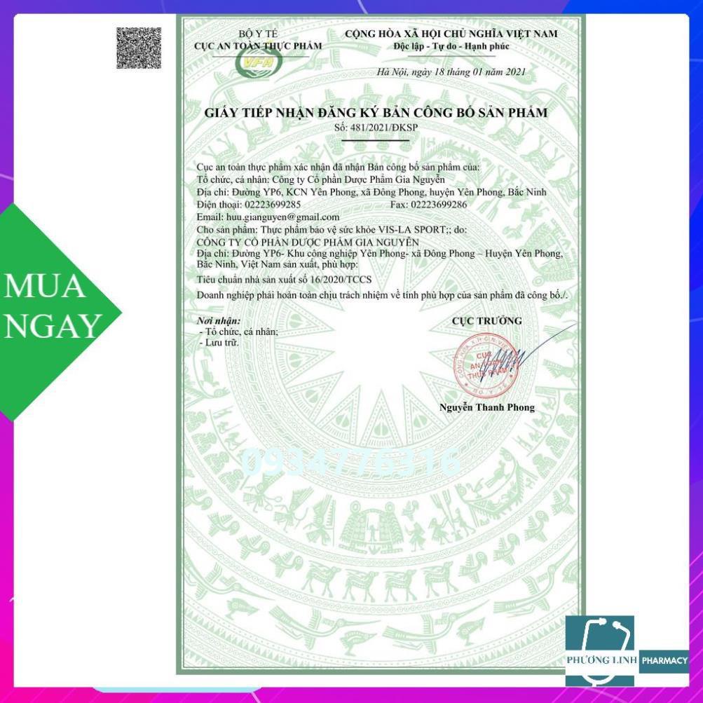 Bổ Sung Nước, Điện Giải, Vitamin Vis-La Sport (Hộp 10 gói)