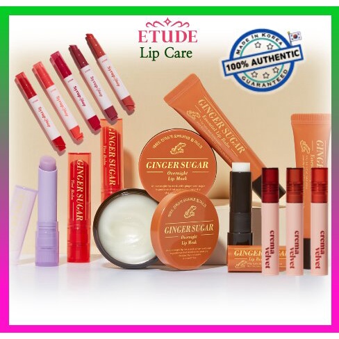 Lips Care (Ginger Sugar Overnight Lip Mask, Ginger Sugar Essential Lip Balm, Ginger Sugar Lip Balm Stick, Ginger Sugar Tint Balm, Syrup Glossy Balm, Crema Velvet Tint)