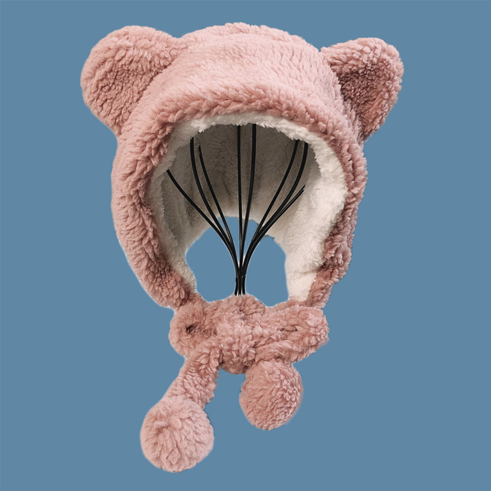 Nón Len Chỏm Giữ Ấm Tai Gấu Dễ Thương Dành Cho Nữ