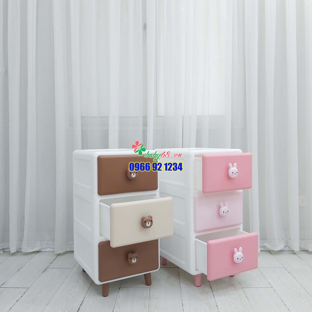 Tủ nhựa thỏ gấu Holla sizze lớn 3-4-5 tầng đựng quần áo, bỉm sữa cho bé