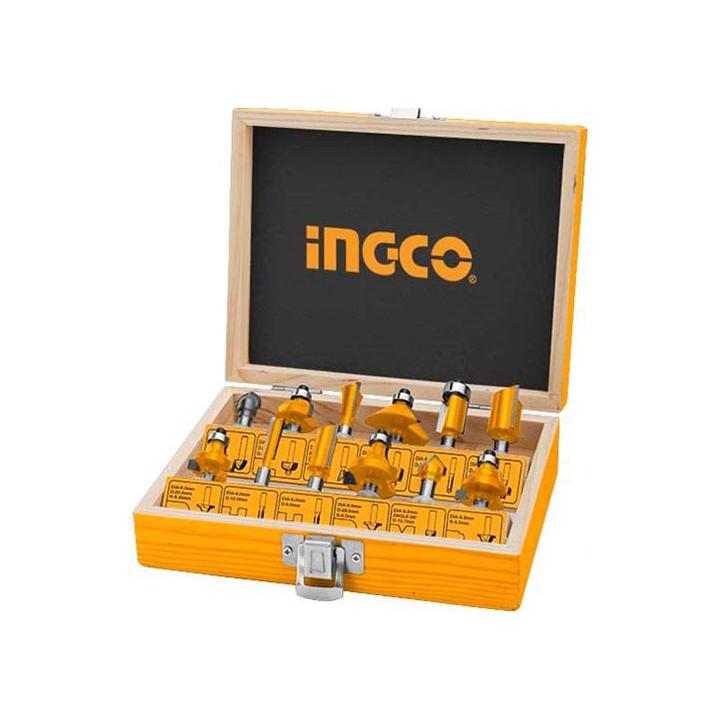 6.3mm Bộ 12 mũi phay gỗ INGCO AKRT12141