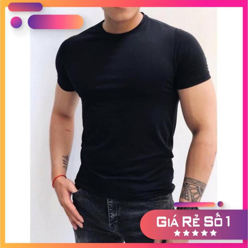 GIẢM ĐẾN 50% Áo thun nam ngắn tay cổ tròn dáng Body cực chất (màu đen)