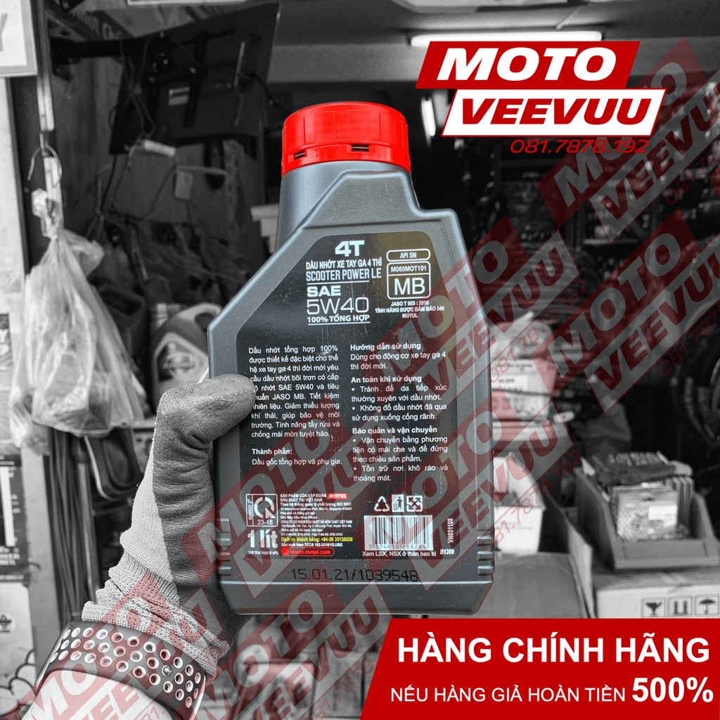 Dầu nhớt xe ga Motul Scooter Power LE 5W40 1 Lít &amp; 800 ml