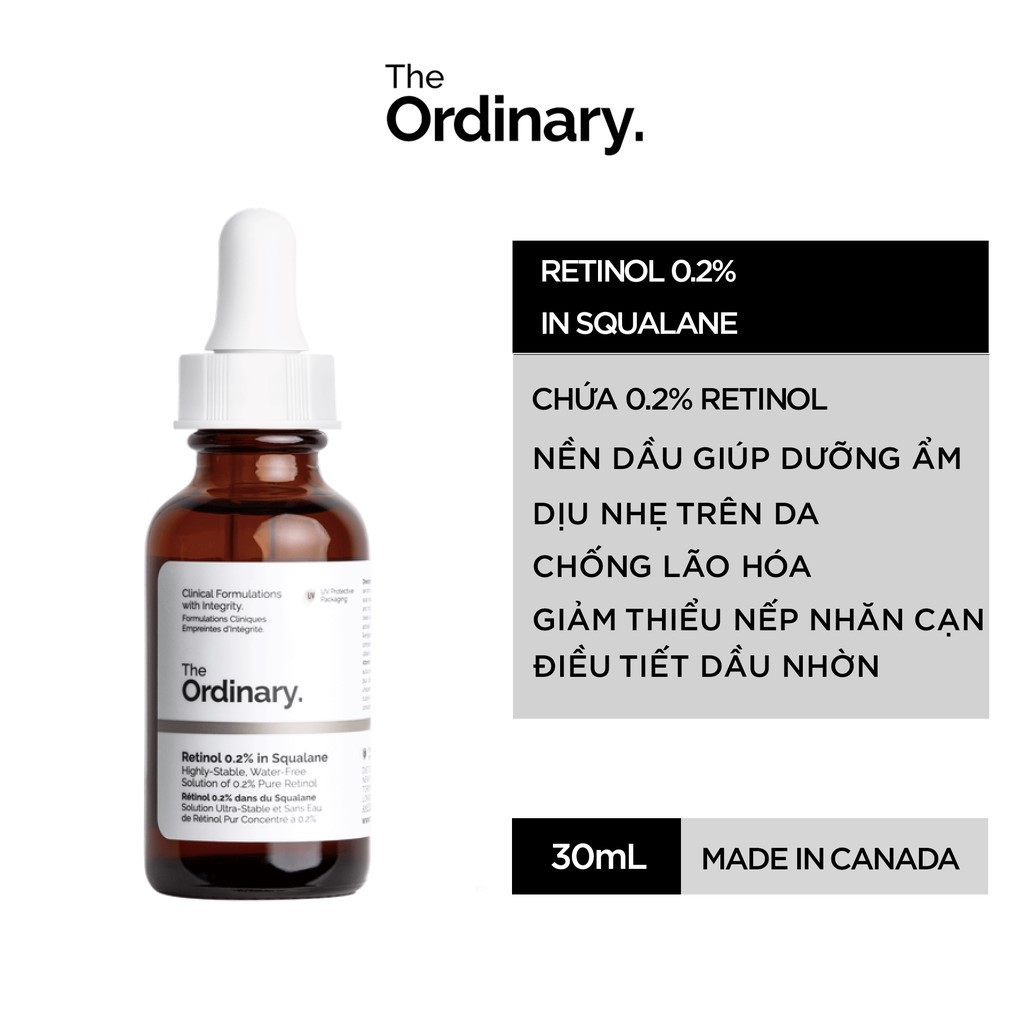 The Ordinary Retinol 0.2% In Squalane Tinh chất Retinoids chống lão hóa, làm mờ, giảm thâm mụn 30ml