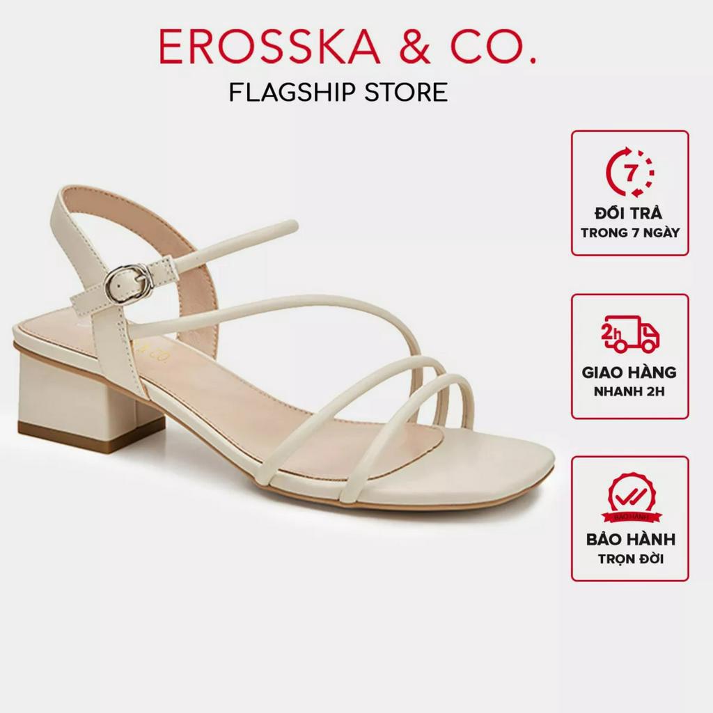 Erosska - Giày sandal cao gót hở mũi phối dây quai mảnh cao 5cm màu nude _ EB065