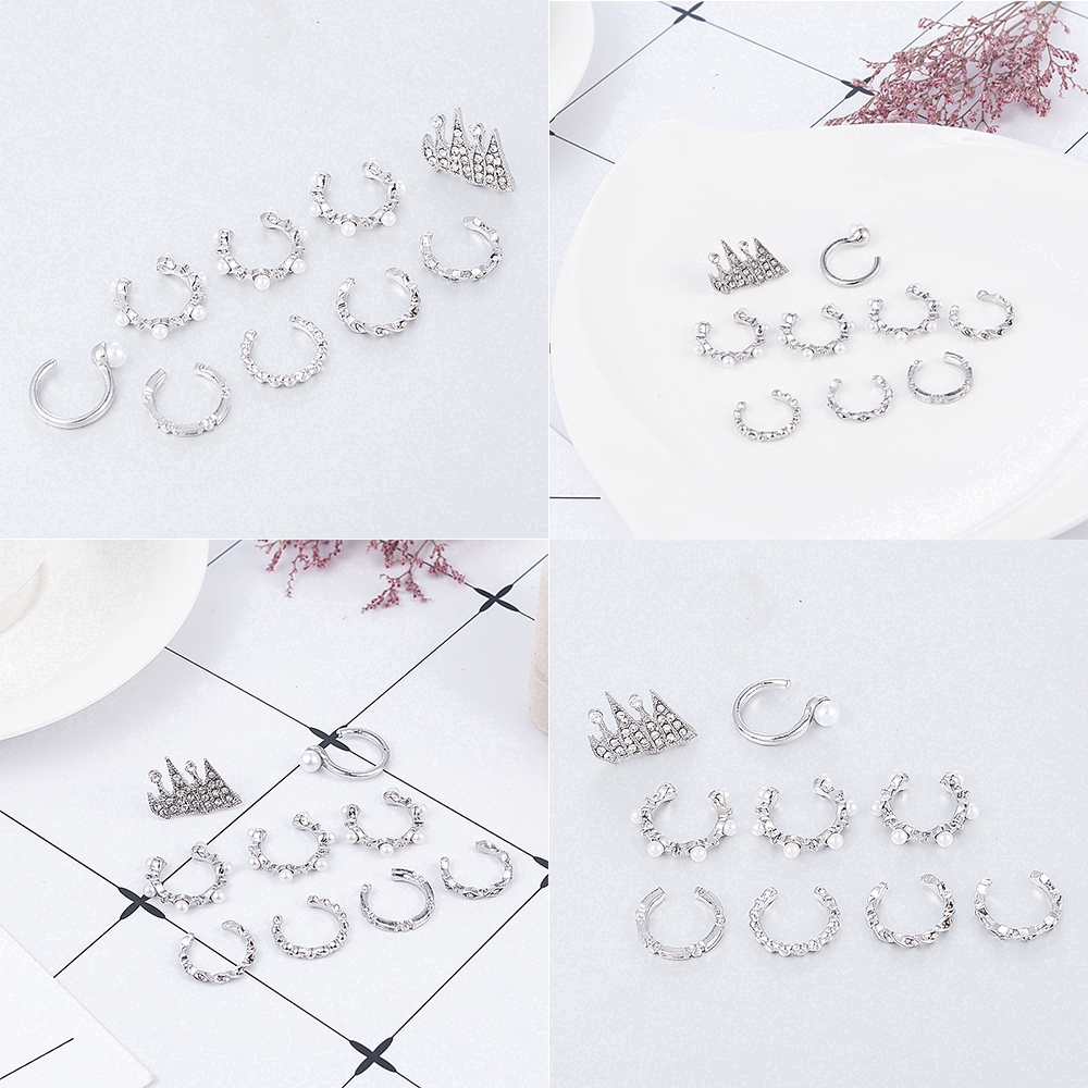 Bộ 9 khuyên tai bằng bạc 925 phong cách cổ điển độc đáo