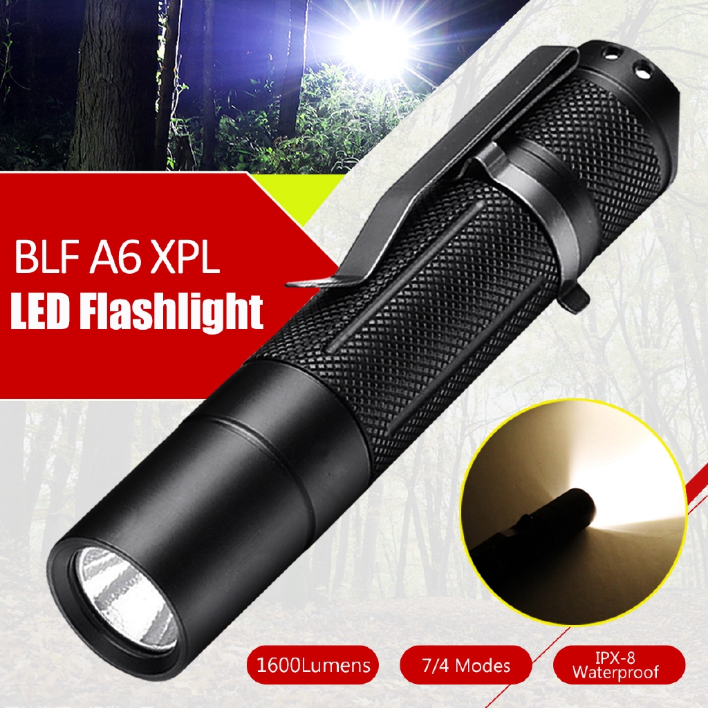 BLF A6 XPL 1600Lumens 7//4modes EDC LED Flashlight 18650