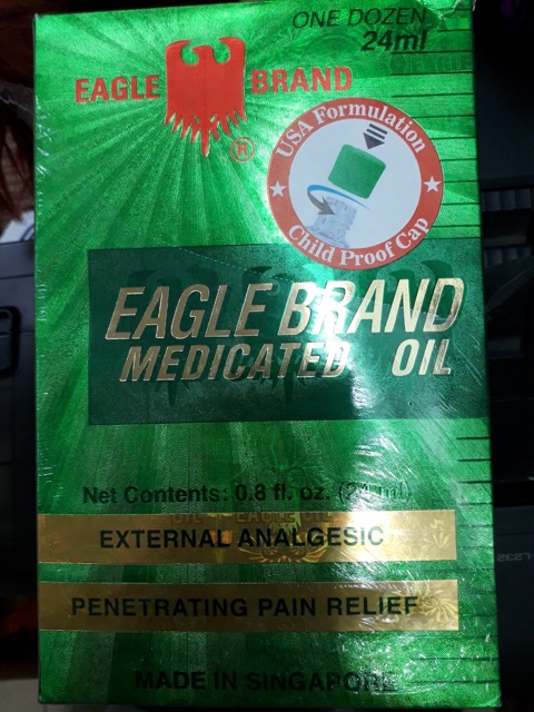 Dầu gió xanh con ó  2 nắp Eagle Brand medicated oil 24 ml