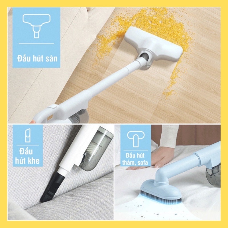 [MÀU XANH 3 ĐẦU HÚT] Máy hút bụi cầm tay BEAR XCQ-B04A1, Máy hút bụi giường nệm, sofa, công suất 400W, lực hút 10000Pa